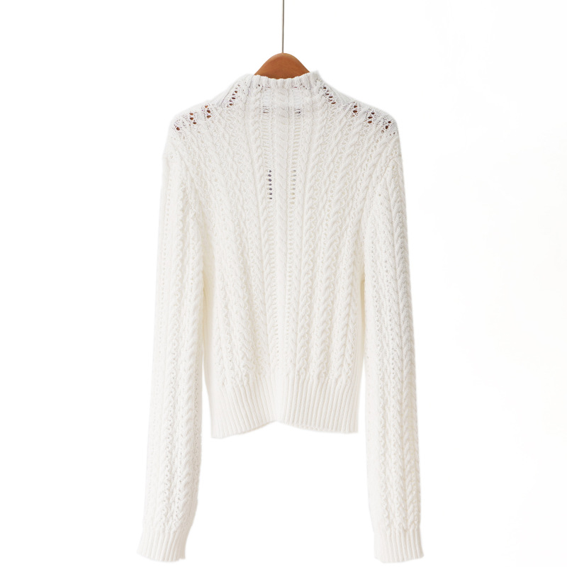 Goods from the Same Source! Elegant Purple Label Series~26 Spring New Silk and Combed Cotton Blend Hollow Out Pullover Knit Sweater