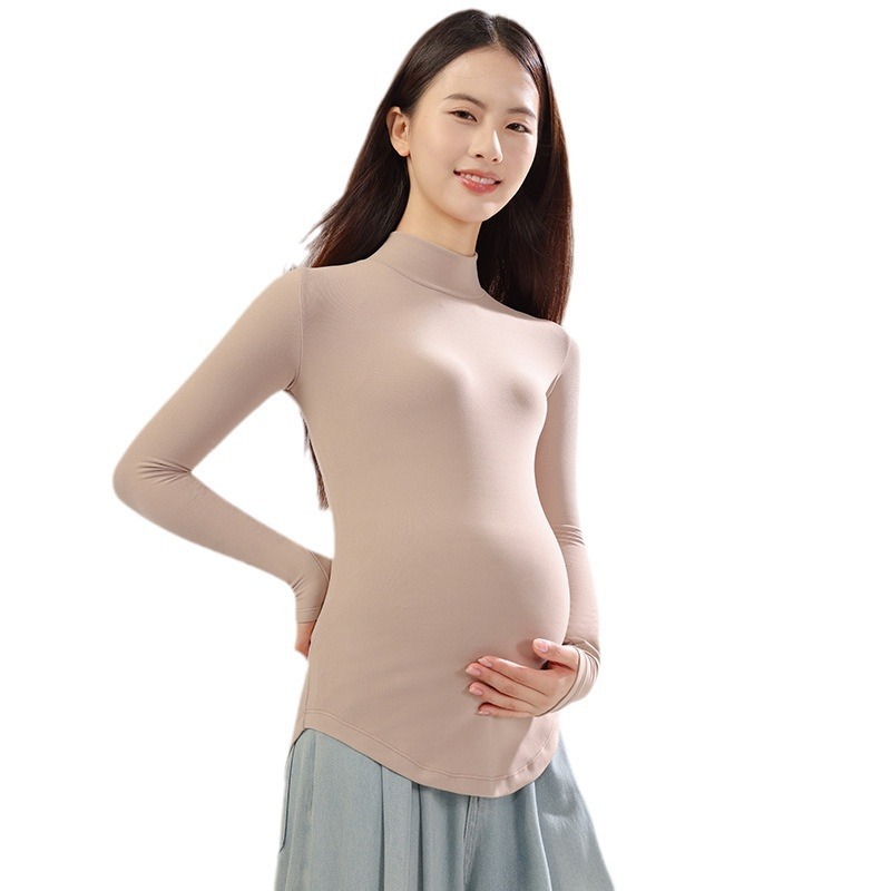 新しい春と秋の妊婦服の軽やかな保温下着の高弾半高襟の妊婦の家庭服の妊娠期間の外は底のシャツを着ます。|undefined