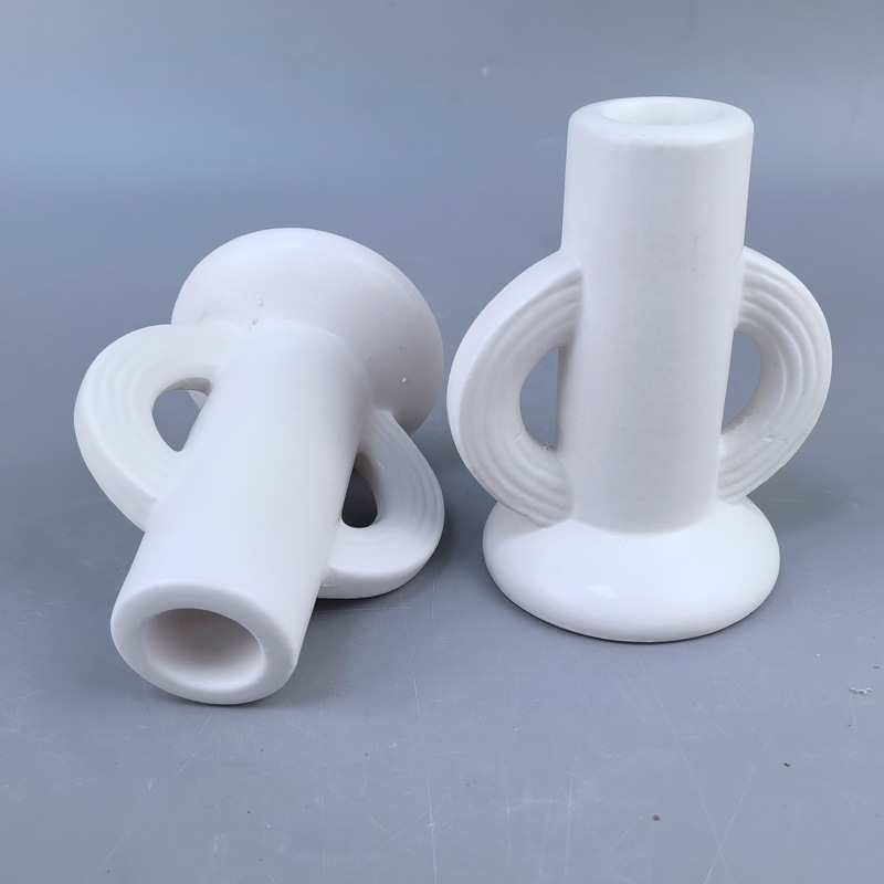 Nordicins cerámica de geometría blanca decoración artesanal decoración de la sala de estar mesa de comedor candelabros decoración suave para el hogar