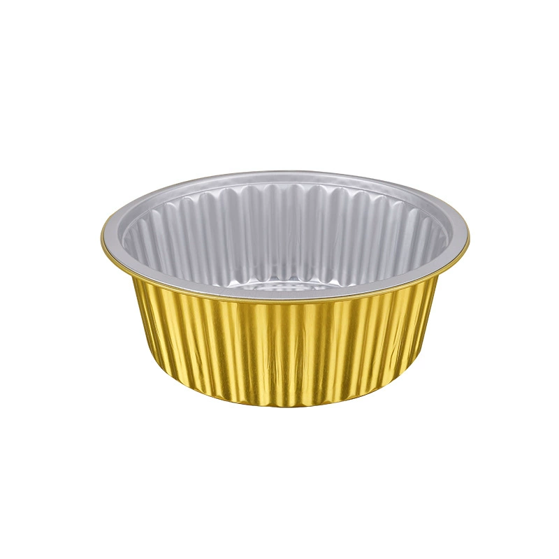 Gold tin foil box rectangular round aluminum foil bowl thickened food grade commercial takeaway disposable packaging box with lid