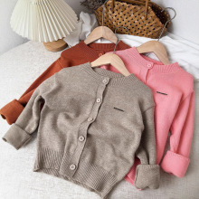 童毛衣2025秋冬韩式风儿童圆领针织羊毛开衫宽松纯色圆领毛衣外套