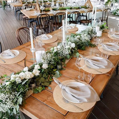 田舎風粗布円形食マット国境を越えた結婚祝い装飾結婚式パーティー食マット卸売りシンプルで高級で長持ちする