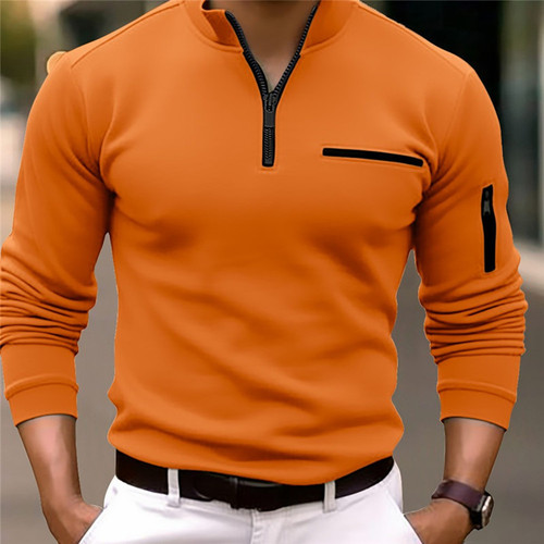 Cross-border 2024 Spring and Autumn Season AliExpress Amazon POLO Shirts with Arm Zipper Men's Sports Polo Shirts Trendy Style