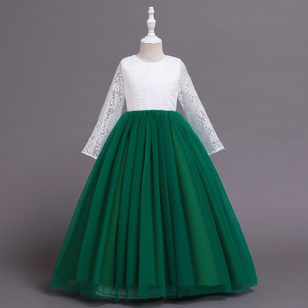 Amazon nuevo medio y grande de encaje de los niños vestido de princesa vestido largo niñas pasarela espectáculo traje de los niños vestido image 10