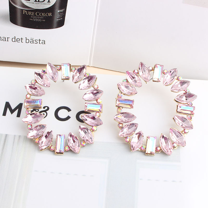 1 Pair Quantity 1 Pair Fashion Geometric Inlay Alloy Crystal Rhinestones Ear Studs