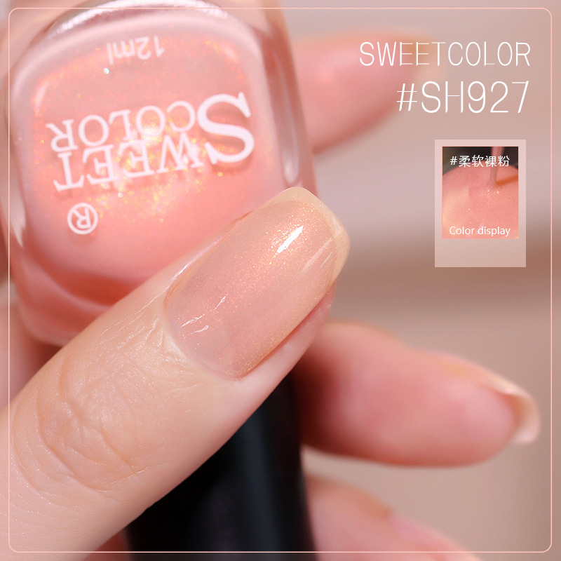 Sweet Color Nail Polish in Nude Gold Pink, No-Bake, Water-Based, Odorless, Quick-Drying, New 2026 Spring/Summer Model, Brightens Skin Tone