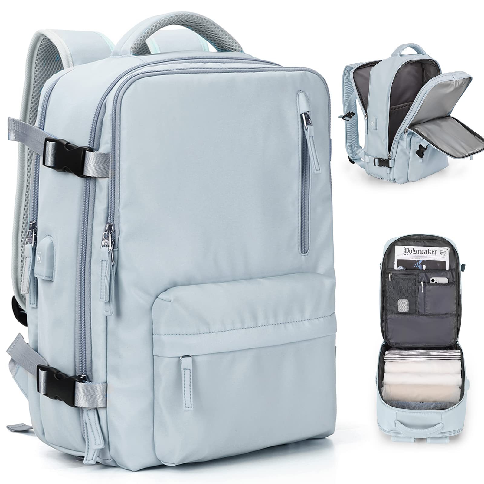 1875g Weight Nylon Lining Material Zipper Closure Type Double Shoulder Straps Strap Type Functional Backpack Bags Type Travel, Daily Occasion Nylon Material Women's Backpack Backpack Solid Color Pattern All Seasons Season Unisex Gender Streetwear Style Square Shape Solid Color Travel Daily Women's Backpack 无
