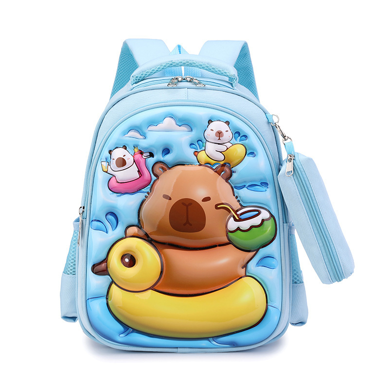 外国貿易の新しいカピバラカ通の子供のリュックサックのペンの袋の2つのセットの超軽い生地の小学生のカバン|undefined