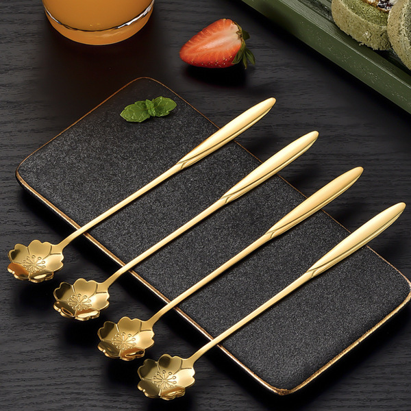 golden coffee glass mixing stick stainless steel