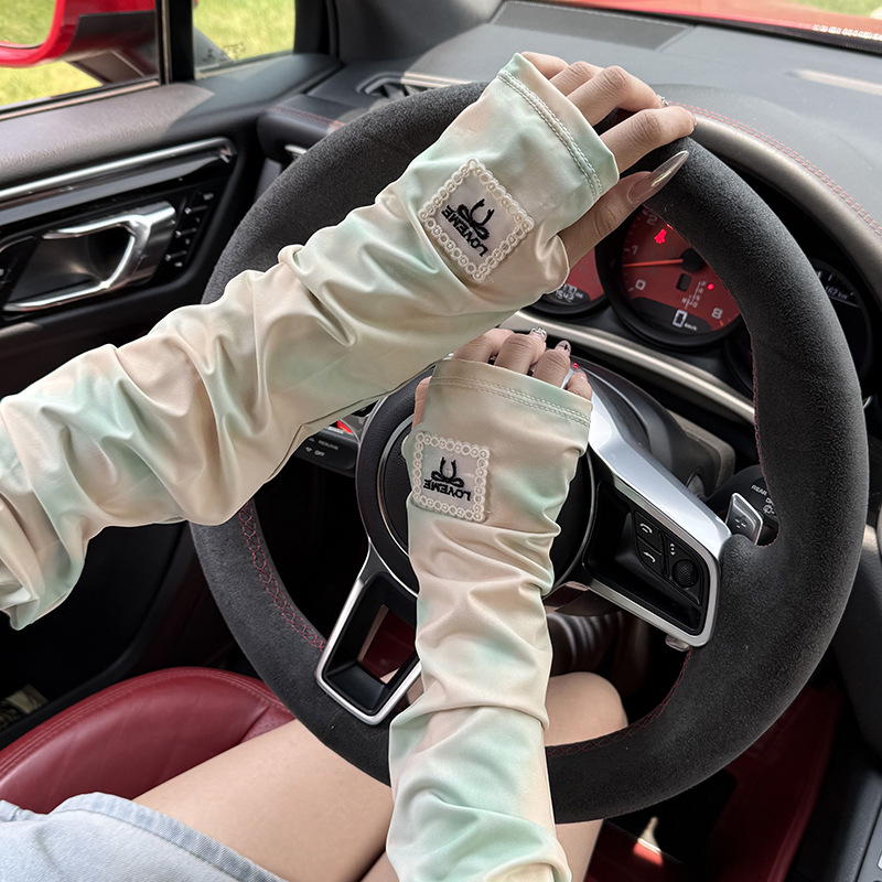 Imitación de guantes de nylon para mujeres de verano anti-UV montar manga de hielo respirable guante de manguito de hielo suelto