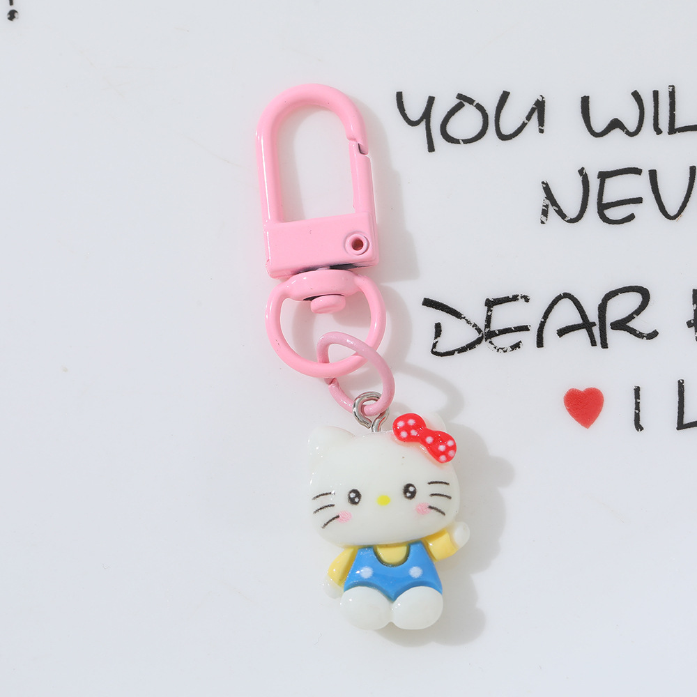 Cartoon Moon Cat DIY accesorios de resina llaveros Sanrio arco gato bolsas colgantes de chicas