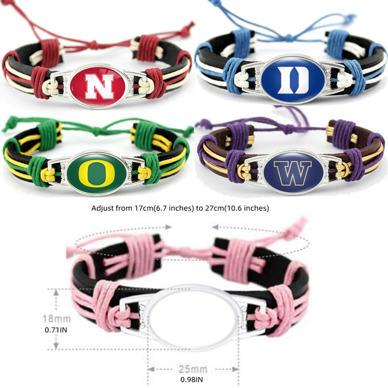 American University Games Rugby Bracelet Retro Multi-Layer Leather Bracelet NCAA Leather Bracelet