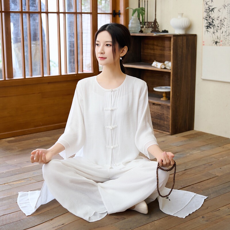 Real Shot # 2026 New Ethnic Style Cotton and Linen Zen Meditation and Practice Clothing Set, Chinese Style Yoga Wear, Tea Wear, Dance Wear.