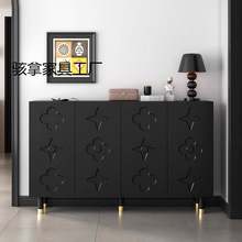 黑色鞋柜复古风家用门口超薄鞋柜玄关柜高级感现代高端储物收纳柜