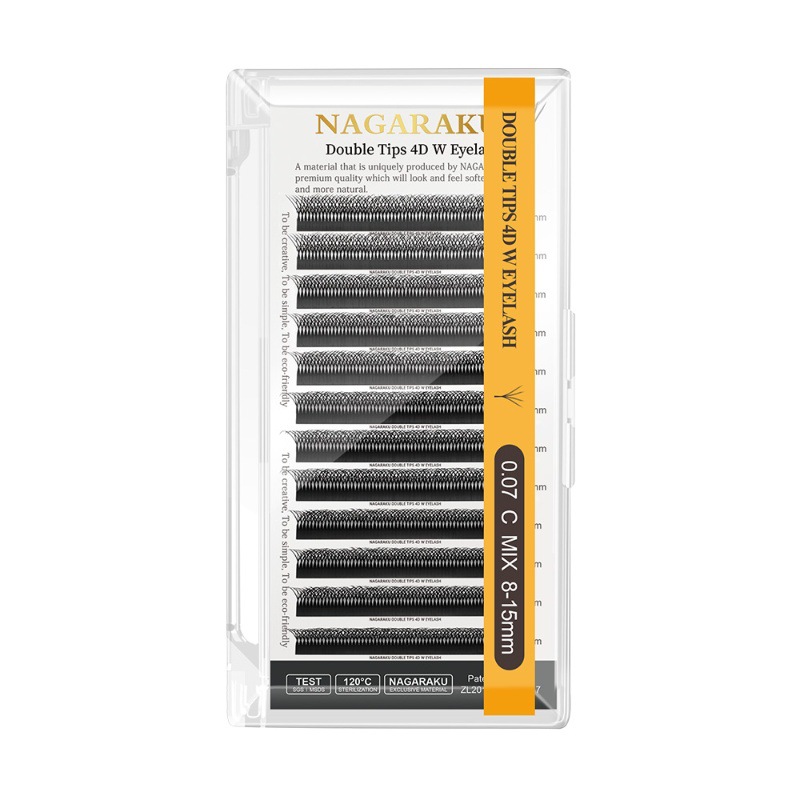 NAGARAKU W-tipo cifrado trébol de cuatro hojas no es fácil de perder la raíz suave gruesa 8D Flor de hadas en flor injerto pestañas postizas