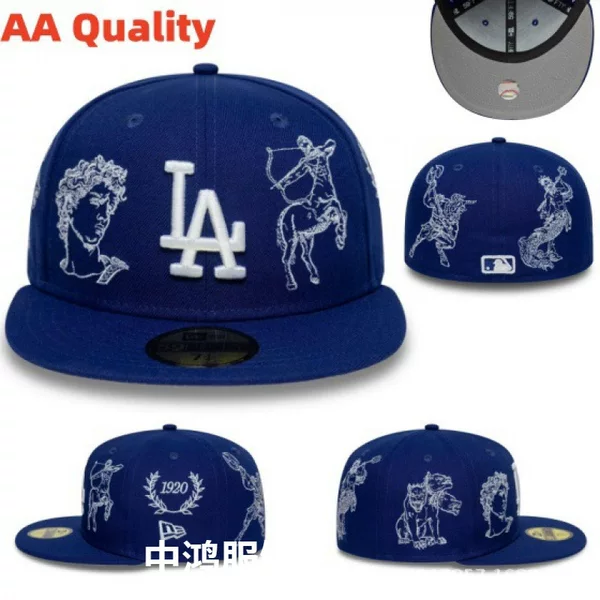 Ny Full-Sealed Baseball Cap Unisex Size Hat Dodgers Full-Sealed Reverse-Wear Street Dance Flat-Brim Hat American-Style Skateboard Cap