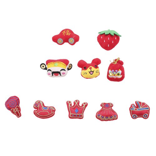 Chinese Red God of Wealth plush brooch wholesale embroidery cute diy pendant little tiger lollipop hair accessories