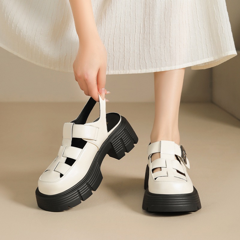 Sandal đế dày nữ phong cách Hàn Quốc quai chữ V tôn dáng — KN27 màu đen