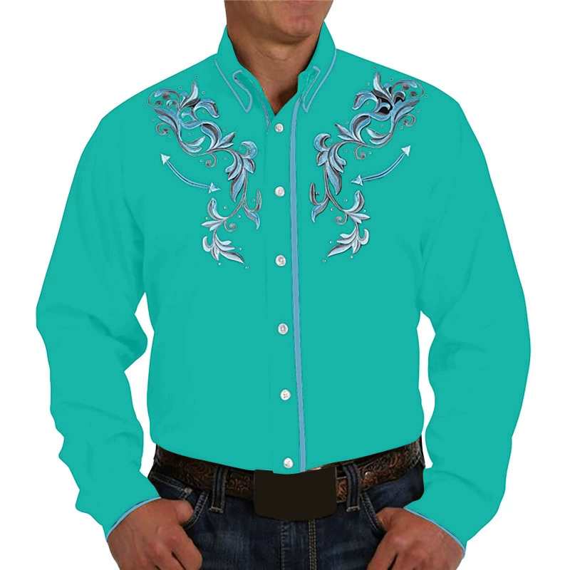 Мужская гавайская рубашка с длинным рукавом, модная новинка 2024 года, популярная повседневная модель, оптовый склад, трансграничная торговля