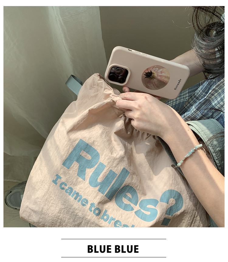 Fashionable and simple letter print large-capacity tote bag 2025 new style contrasting color versatile drawstring pleated single-shoulder bag undefined