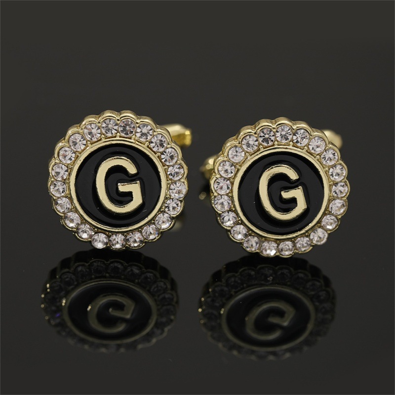Cufflinks For Men With Initial Letters, Elegant Round Studded Gift_voghion.com
