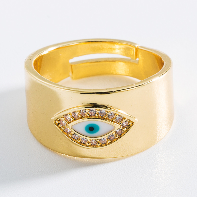 fashion eyes mushroom shape copper micro-inlaid zircon open ring