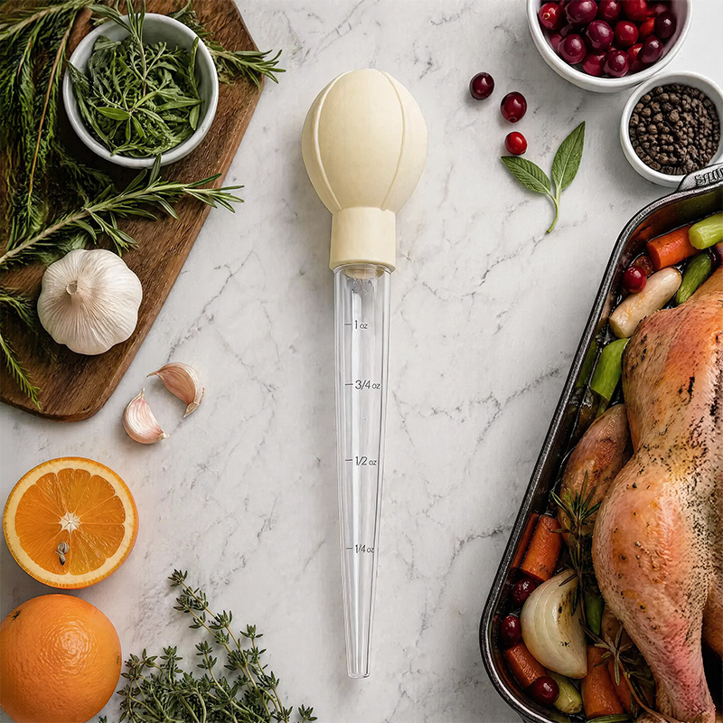 Double-sided graduated straw-style measuring tool, turkey seasoning pump, roast chicken pump, cake baking measuring tool, liquid suction and transfer tool