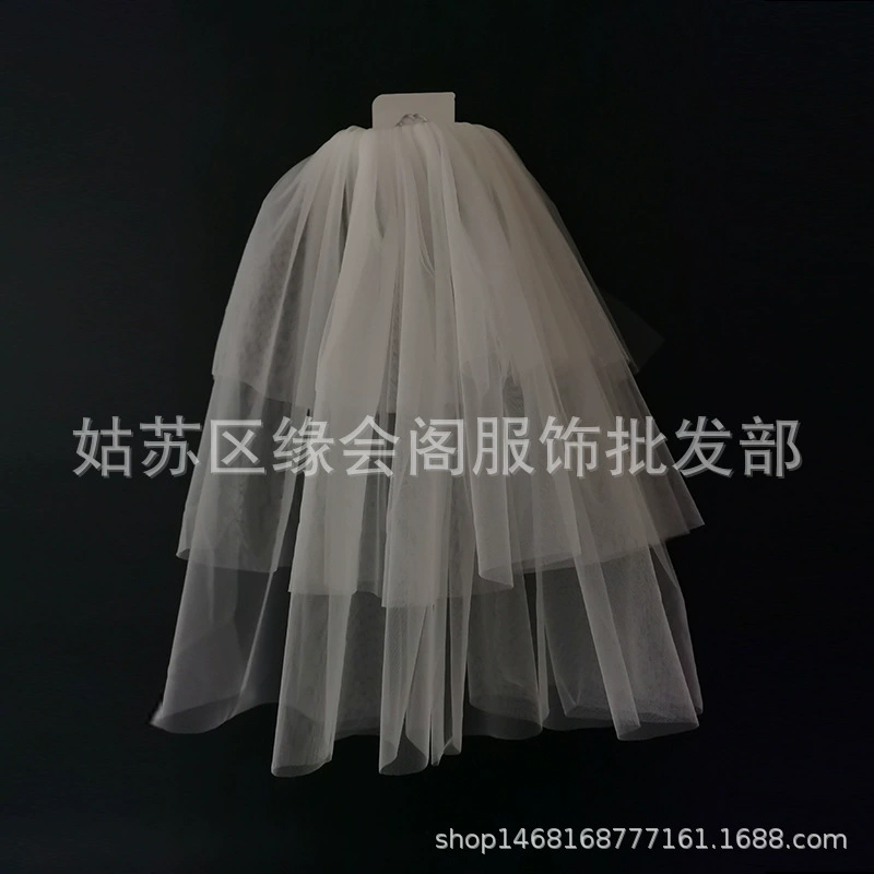 veil, Bridal White Veil, Single or Double Layer, 40–80 cm, Hair Comb or Hairpin Options