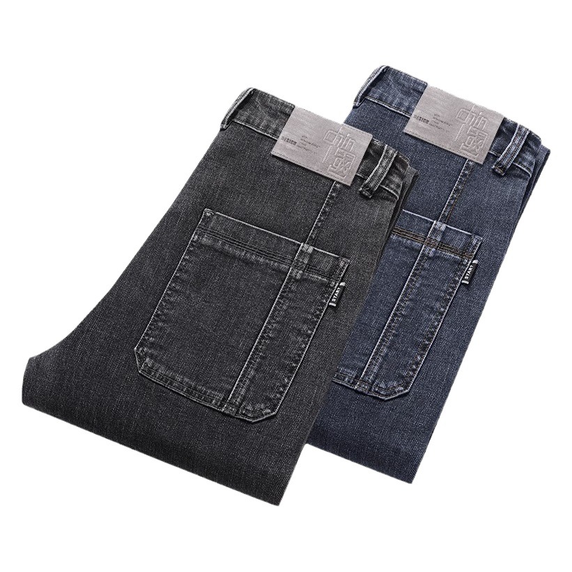 Pantalones vaqueros de los hombres del estiramiento Otoño e Invierno nueva moda versátil multi-Bolsillo recto slim fit pantalones casuales moda