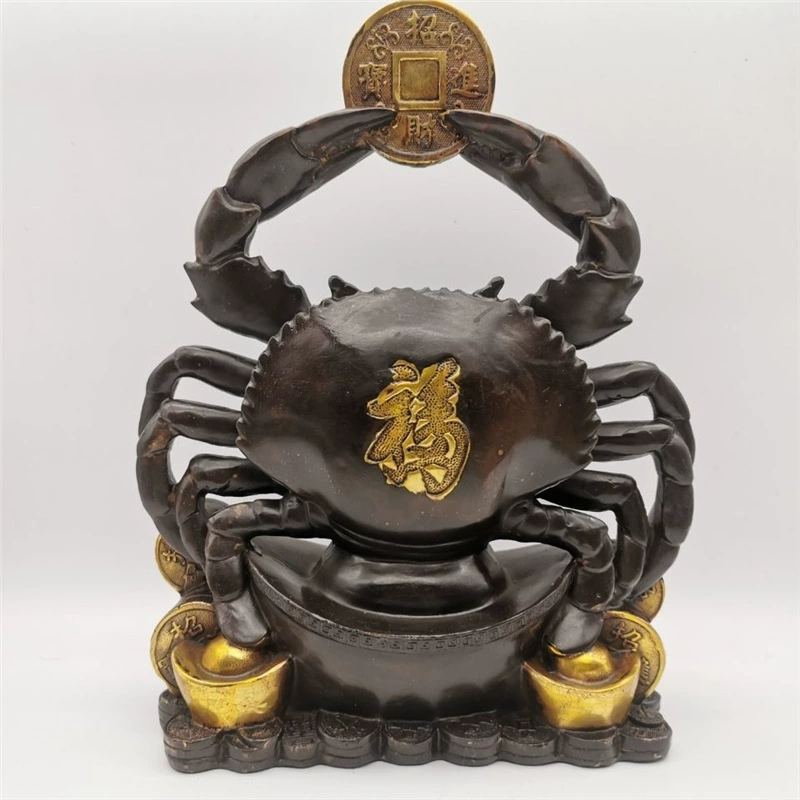 Антикварные медные украшения в виде крабов, богатство приходит со всех сторон, богатство приходит, изысканное мастерство, толстое покрытие.