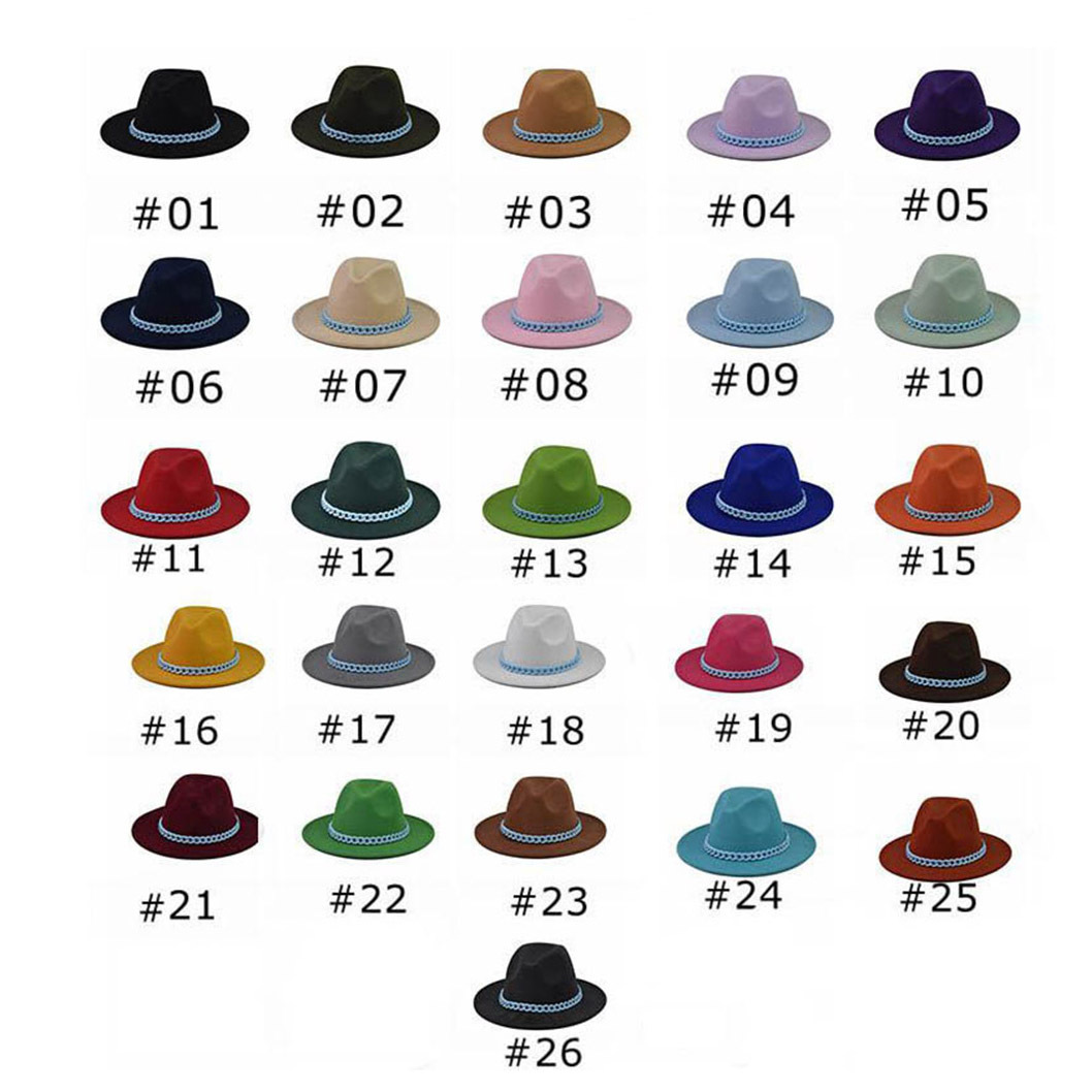 Comercio exterior transfronterizo engrosado padre-hijo Four Seasons Cadena naranja sombrero de lana cadena sombrero de fieltro de ala grande sombrero de copa plana