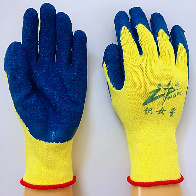 正品牛郎星织女星胶皮橡胶手套劳保浸胶耐磨加厚工地工作防水防割