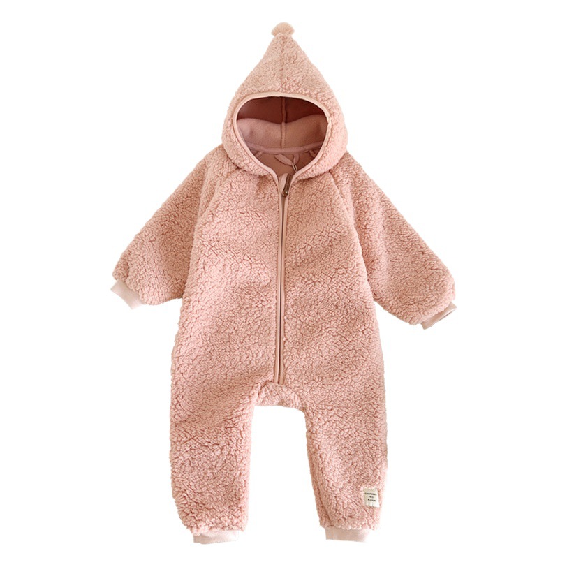 Bebé de lana mameluco suave caliente 2023 danés otoño y el invierno de los hombres las mujeres exterior encapuchado mono