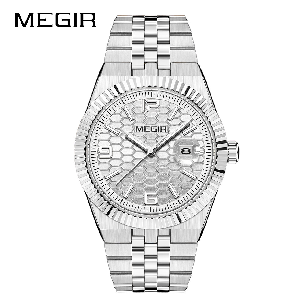 Men's Business Quartz Watch Steel Strap 3D Honeycomb Embossed_voghion.com