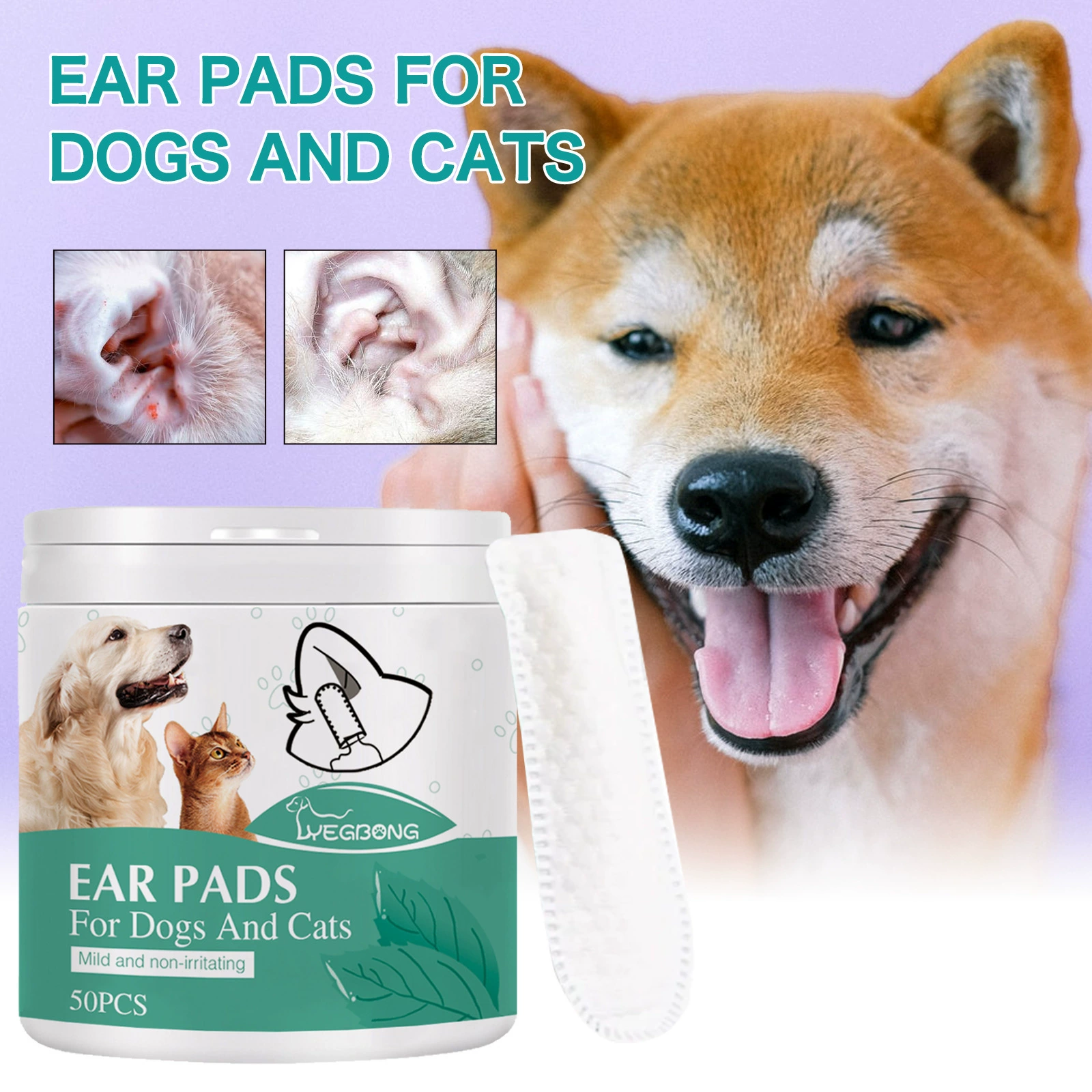 Yegbong Pet Уши Очистите пальцы Очистите кошек и собак Ушные клещи Ушная сера Ушной канал Очистите пальцы