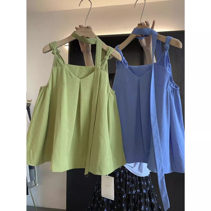 Foreign Trade Clearance ~ Tail Goods Brand Elegant Chic V Neck Twist Camisole Women's Loose Slimming Look Sleeveless Top