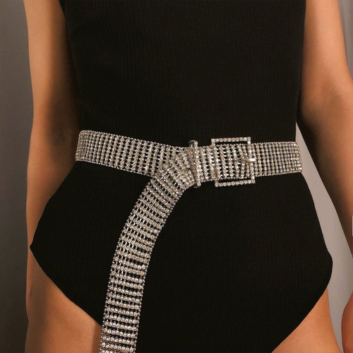 Exaggerated hot girl diamond waist chain jewelry, European and American fashionable and sexy multi-drainage diamond belt waist jewelry for women factory wholesale