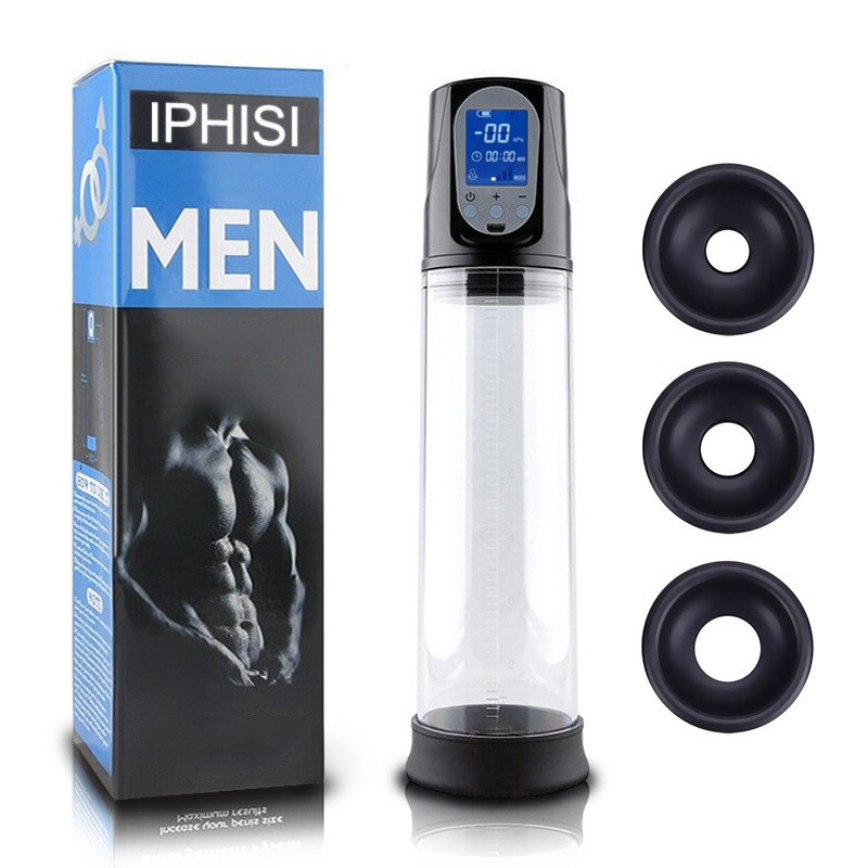 IPHISI LCD spa Taza eléctrica pene bomba masculina Ampliación de carga juguetes sexuales ejercitador juguetes adultos del sexo