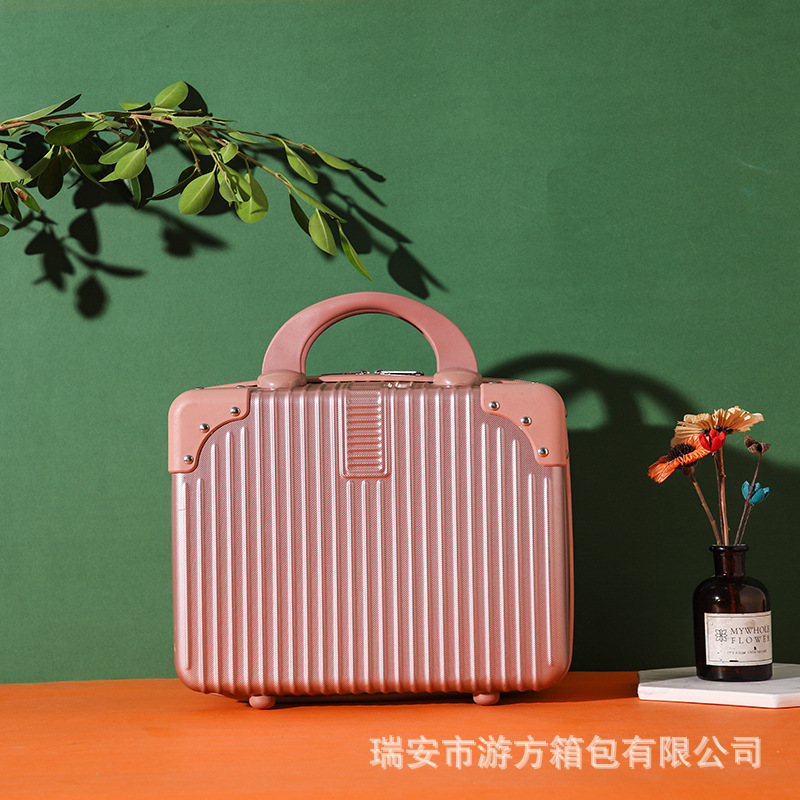 Portátil de equipaje de las mujeres pequeño ligero de 16 pulgadas mini lindo de 14 pulgadas caja de maquillaje contraseña bolsa de almacenamiento de viaje