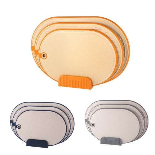 Small chopping board, fruit knife, chopping board, baby food supplement, wheat straw chopping board set, double-sided, three-piece set