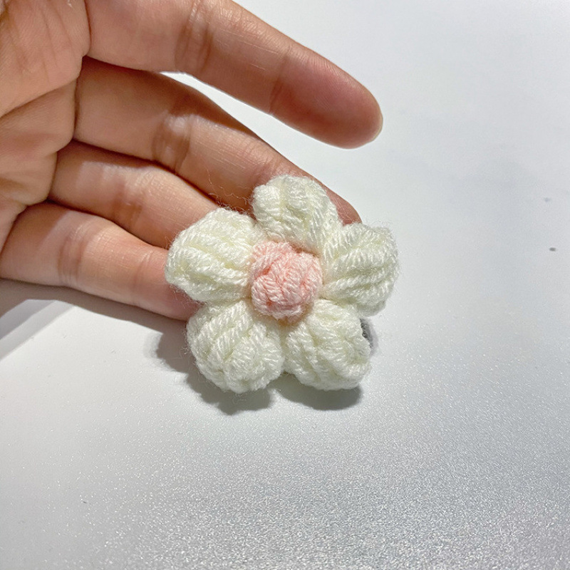 现货手工钩织泡芙花毛线花朵服装辅料饰品胸花包包仿真花花束配件|undefined