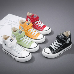 Children's High-Top Canvas Shoes, Girls' Shoes 2024 New Spring and Autumn Breathable Boys' White Shoes Korean Style Versatile Sports Shoes