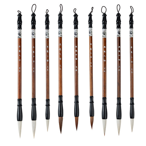 Manufacturer wholesale Weizhuang Langhao sheep hair and hair calligraphy and painting practice large, medium and small regular script beginner calligraphy training brush wholesale