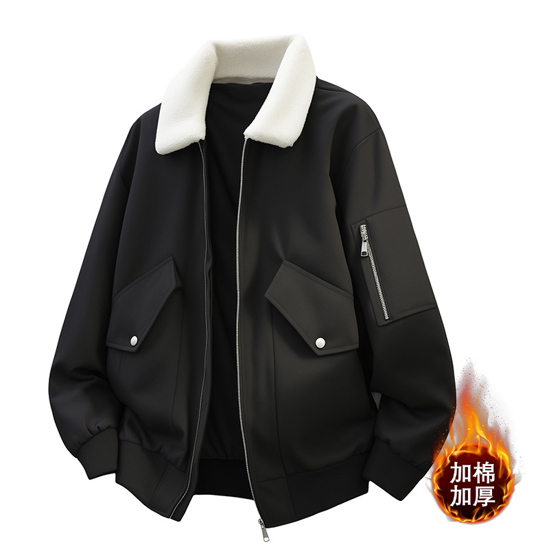 Invierno con solapa de invierno para hombres, chaqueta de trabajo de invierno gruesa, adolescente suelta, hombre gordo, ropa de hombre grande