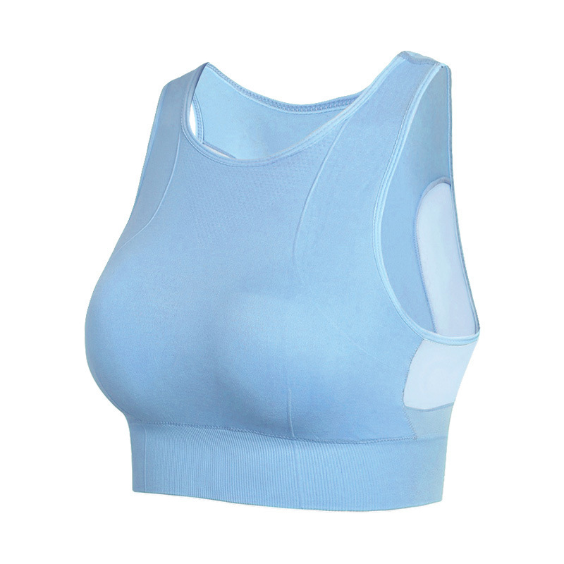 Sujetador deportivo de doble capa (sin aros) con espalda de malla, transpirable, de secado rápido, para yoga, gimnasio o running.