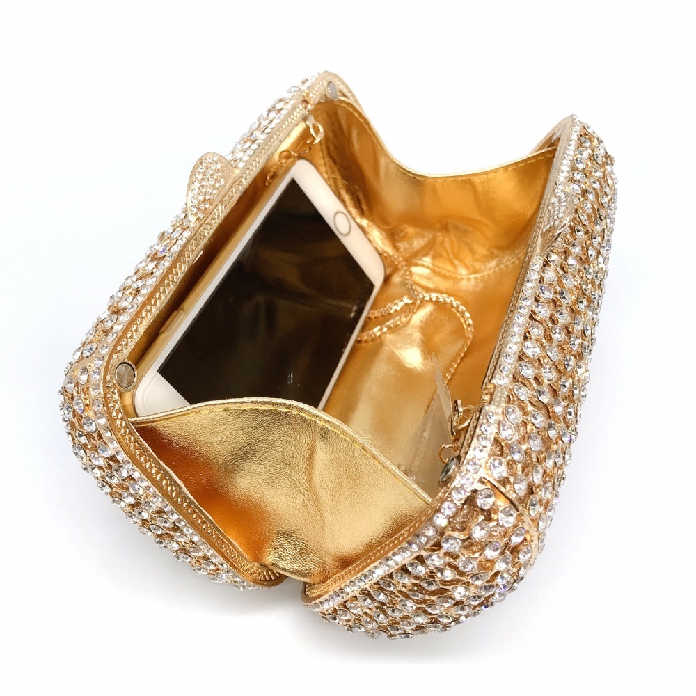 * letras huecas con diamantes bolsas de cena vestido de banquete bolsas de cristal de diamante llenas bolsas de mano bolsas de mujer Clutch Bag oro blanco