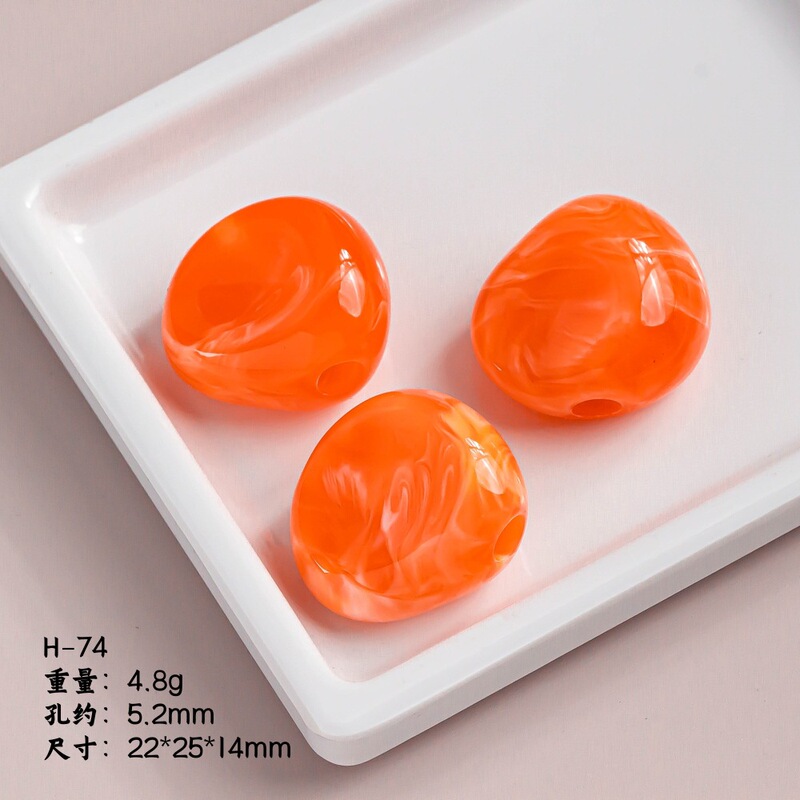 树脂不规则大孔扁珠晕染直孔珠服装泳装配饰吊坠散珠DIY饰品配件|undefined