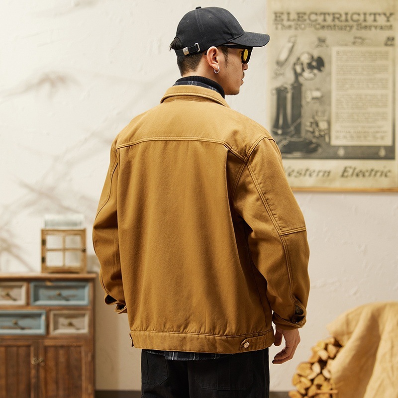 겨울 기모 두꺼운 남성면 패딩 의류 느슨한 재킷 캐주얼 중년 및 젊은 작업복 플러스 사이즈 뚱뚱한 사람들을위한 따뜻한 데님 자켓