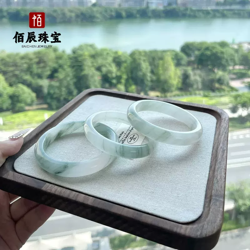 批发新疆天山翠雪翠金丝玉扁条手镯翡翠色冰底飘花玉手镯厂家直销