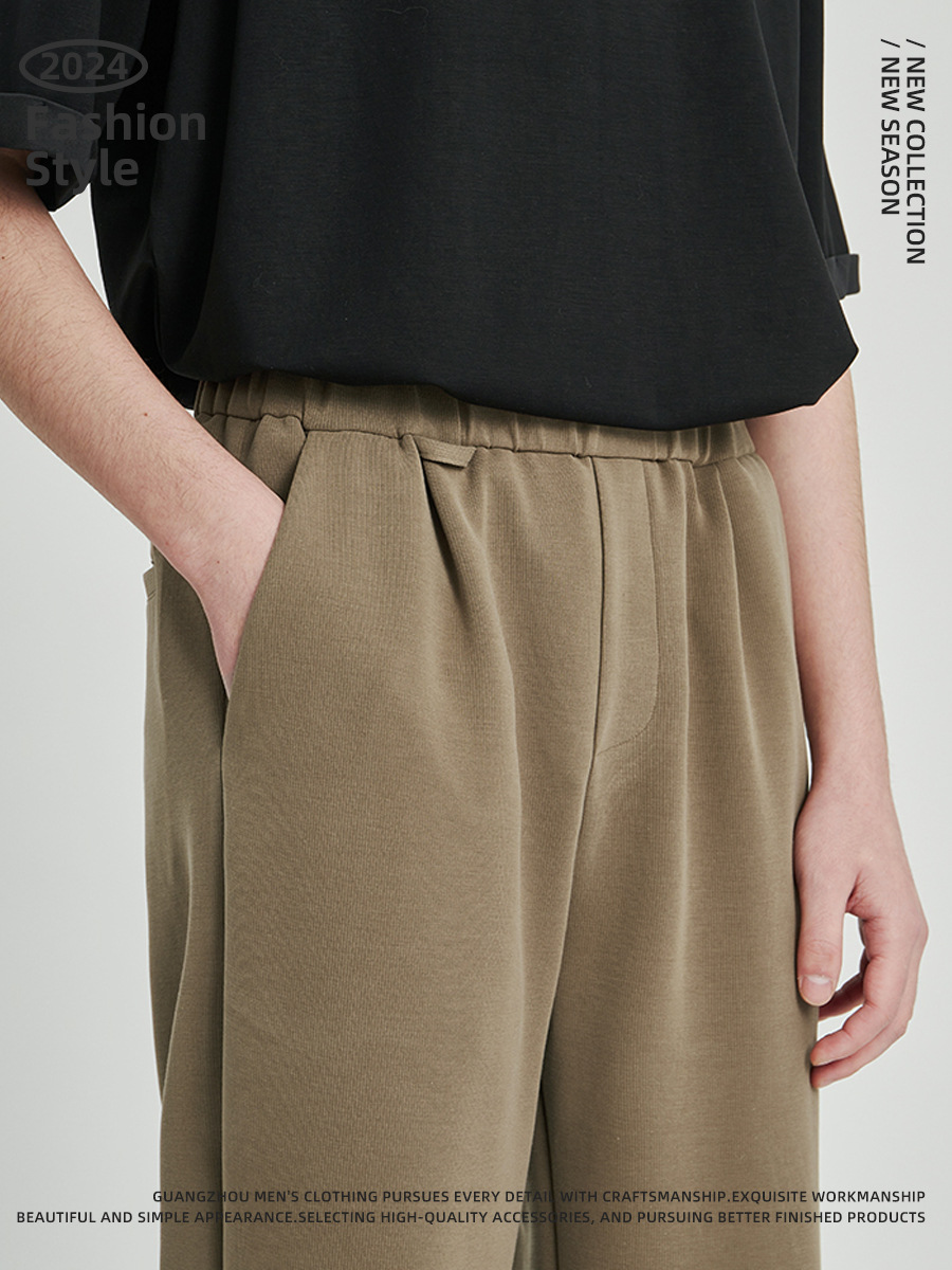 Ropa de hombre APO | Pantalones casuales de pierna ancha sueltos de estilo coreano 2024 verano nuevo estilo pantalones rectos sueltos de alta gama hombres